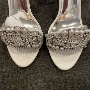 White satin bridal shoes
